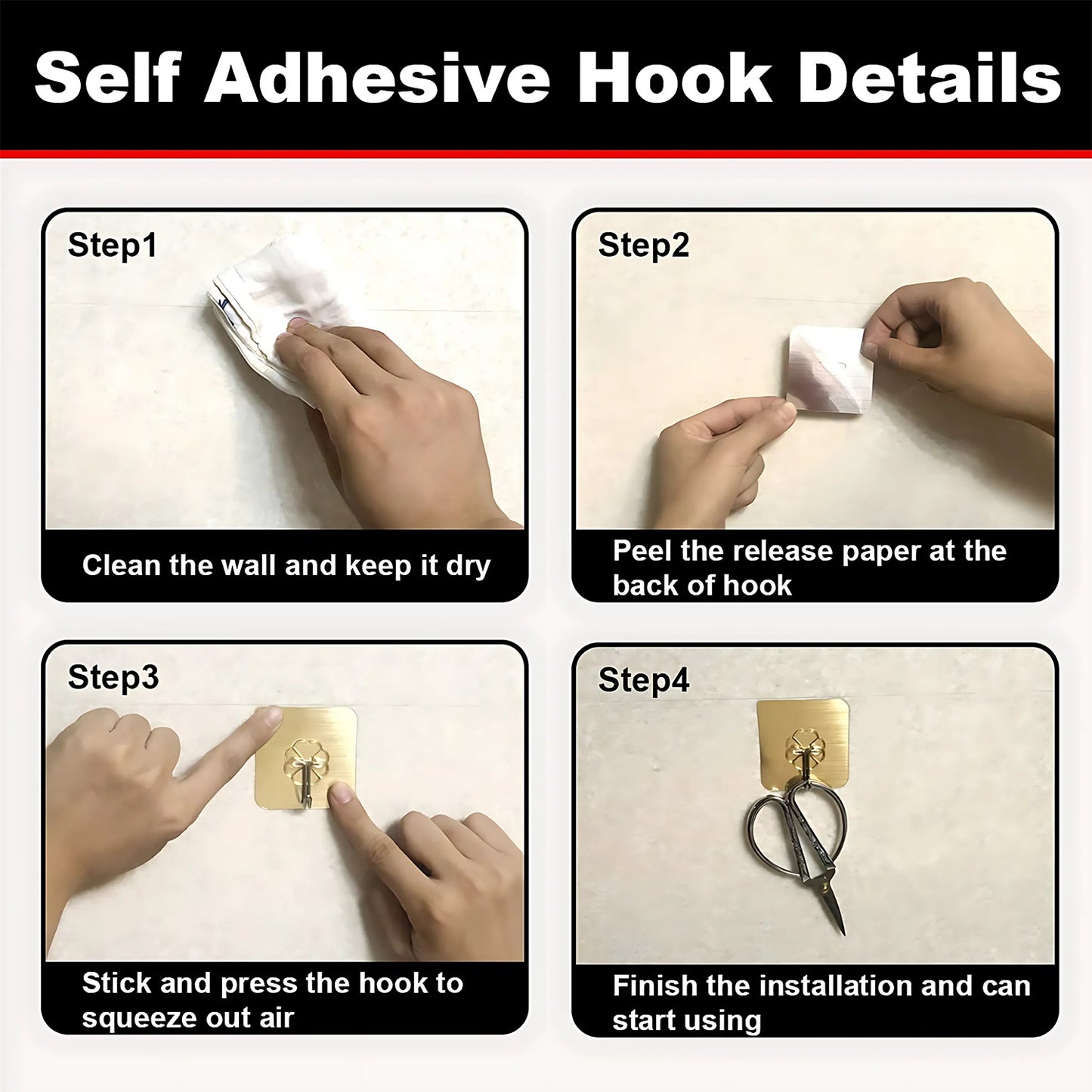 Plastic Adhesive Sticky Waterproof And Oil Proof Wall Hook (5.53.5 Cm  10 Pc) - Happy Price - Image 3