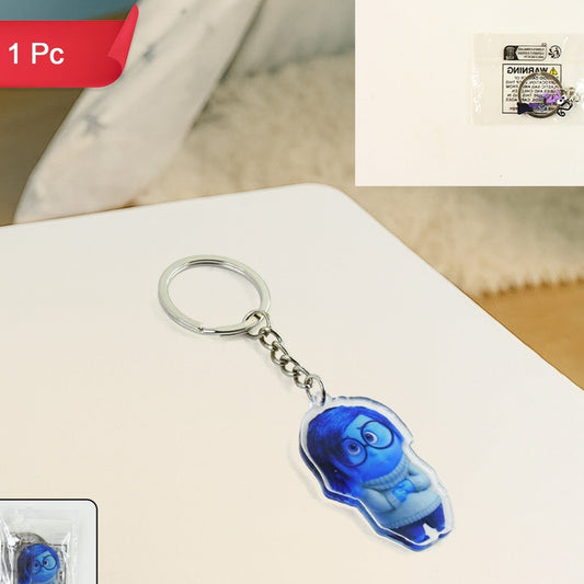 Animated Character Acrylic Keychain - Blue Figure with Metal Ring (1 Pc)