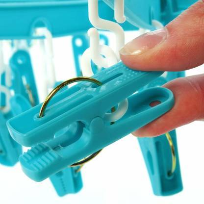Plastic Round Cloth Drying Stand Hanger With 24 Clips (Multicolour) - Happy Price - Image 2