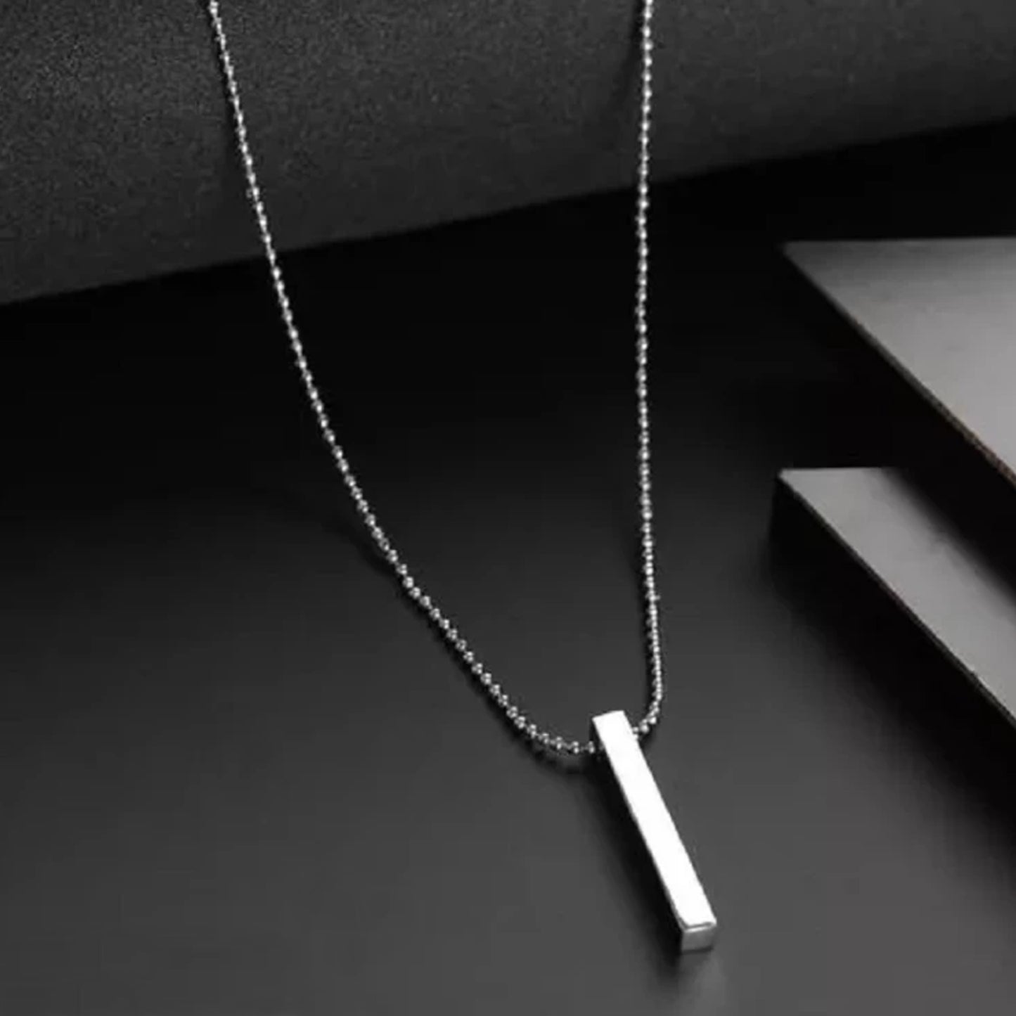 Plain Stick Shape Locket With Chain Stainless Steel Necklace (1 Pc) - Happy Price - Image 4