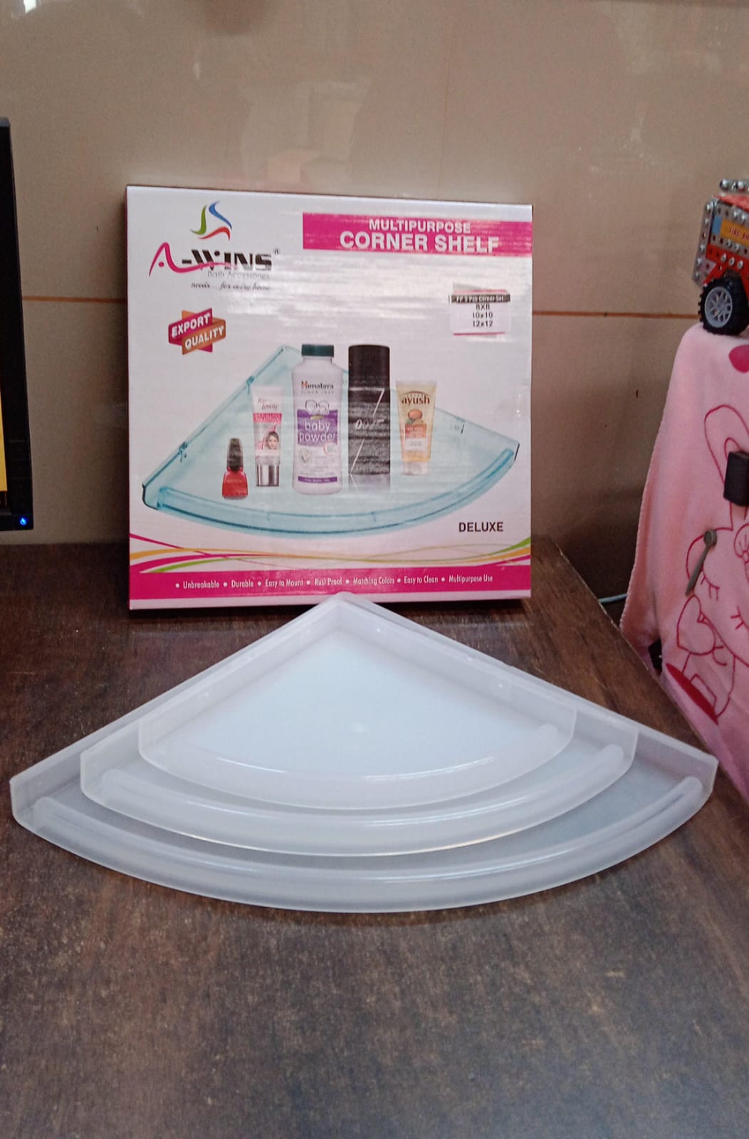 Bathroom Plastic Corner Shelf Rack Set For Wall Number Of Shelves (3 Pcs Set) - Happy Price - Image 7