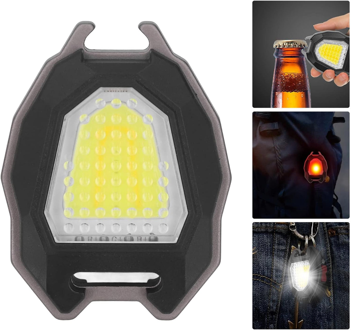 Portable Triangular Shaped Emergency Camping Flashlight With Cigarette Lighter Lumens Rechargeable Waterproof Portable Led Light Camping Keychain 6lighting Modes With Strong Magnet 3 Color Lighting For Travel Camping Walking - Happy Price - Image 3