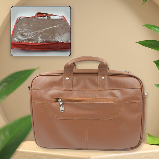 Multipurpose Bag Shoulder Side Bag Office Laptop Faux Leather Executive Formal Laptop  Macbook Messenger  Office  Travel  Business  Shoulder  Hand  Sling Bag For Men Women With Multiple Compartments - Happy Price - Image 1