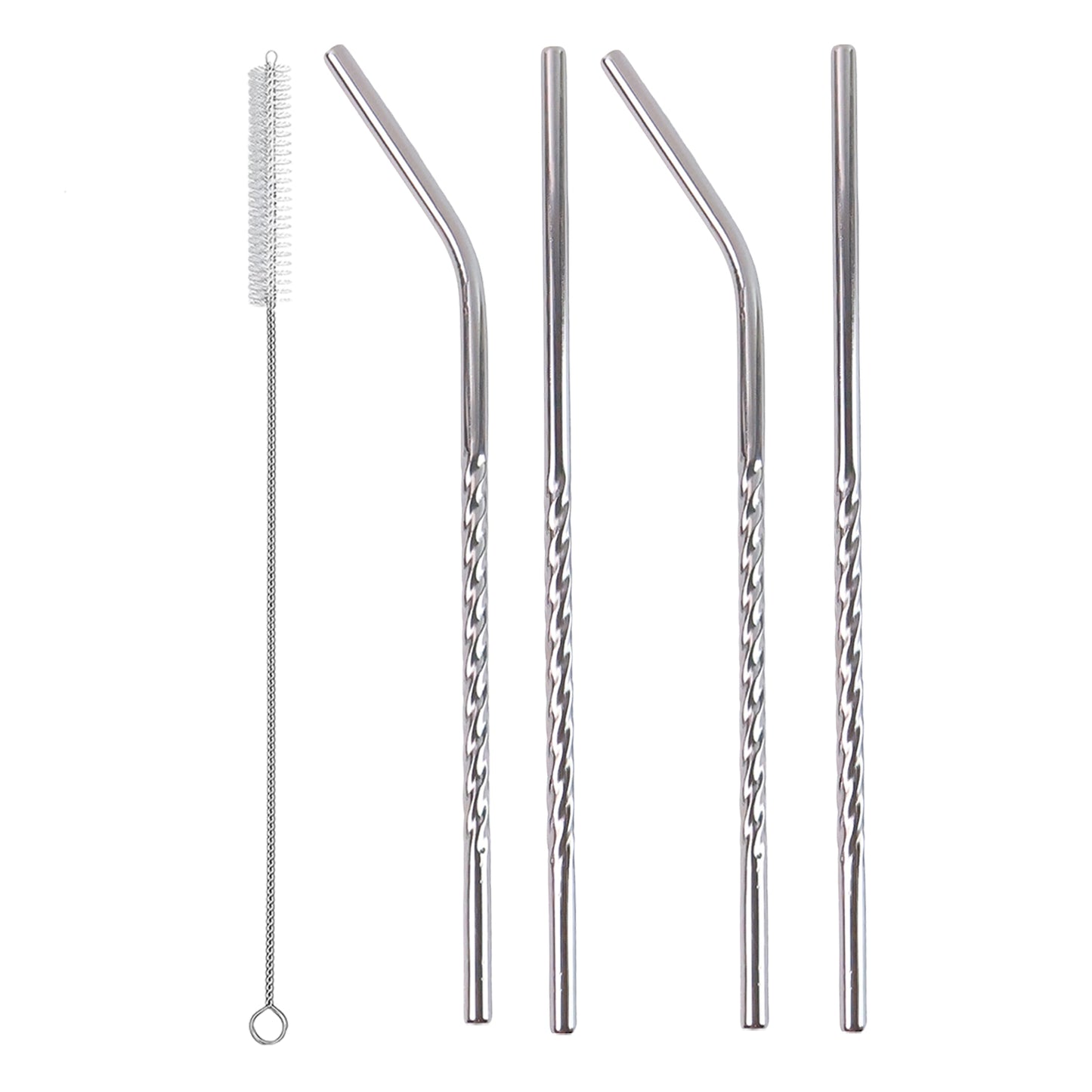 Set Of 4 Stainless Steel Straws  Brush (2 Straight Straws 2 Bent Straws 1 Brush) - Happy Price - Image 2