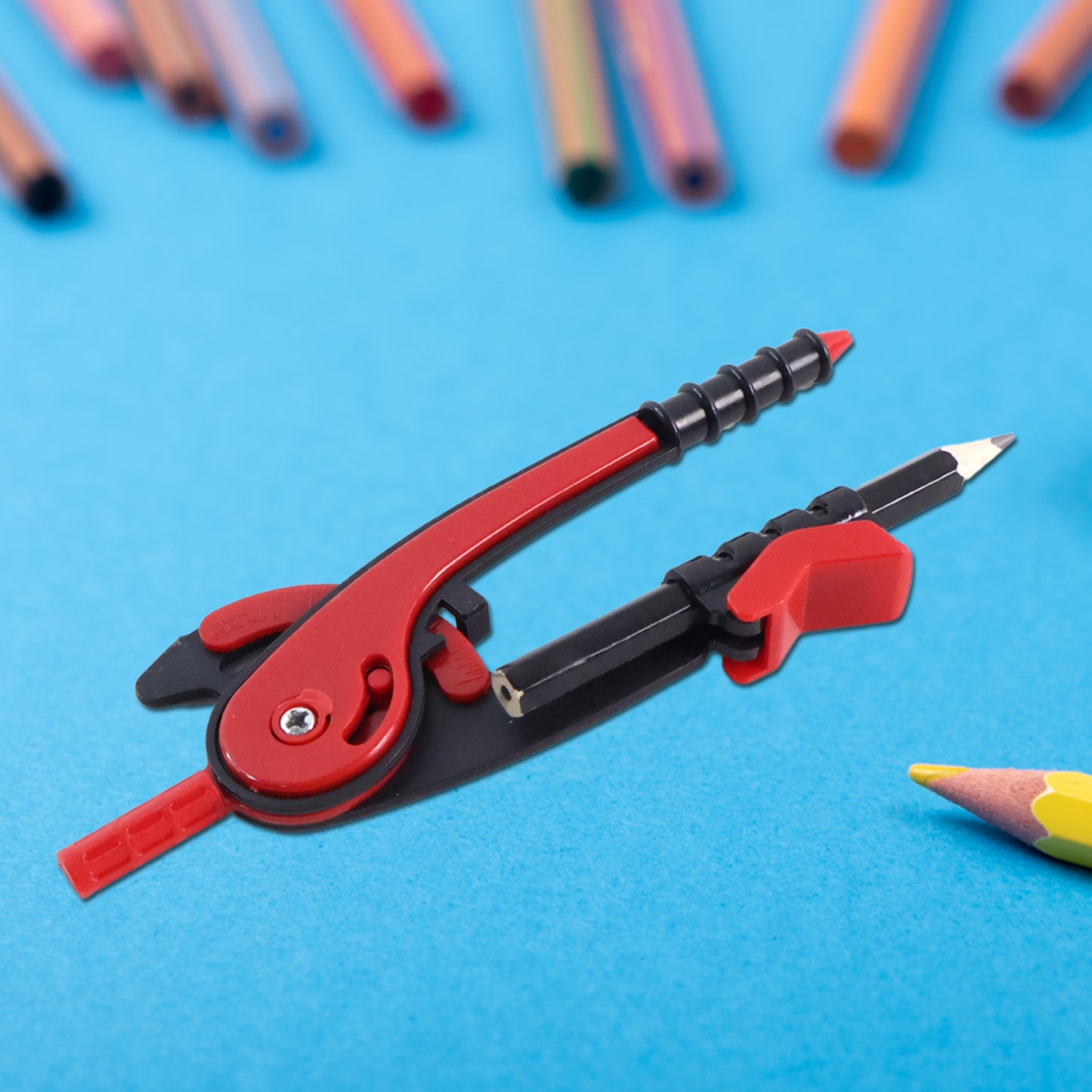 2 Pc Geometry Set  Built-in Pencil Grip + Transparent Plastic Protractor  School Geometry Tools Kit - Happy Price - Image 5