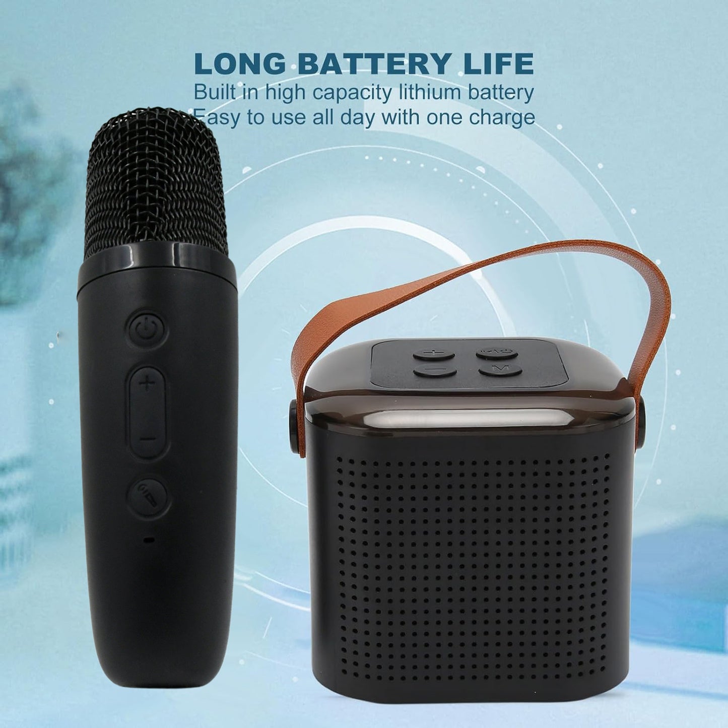 Wireless Speaker Microphone Set Rgb Light Support Memory Card Portablekaraoke Machine Perfect  For Travel Tv - Happy Price - Image 5
