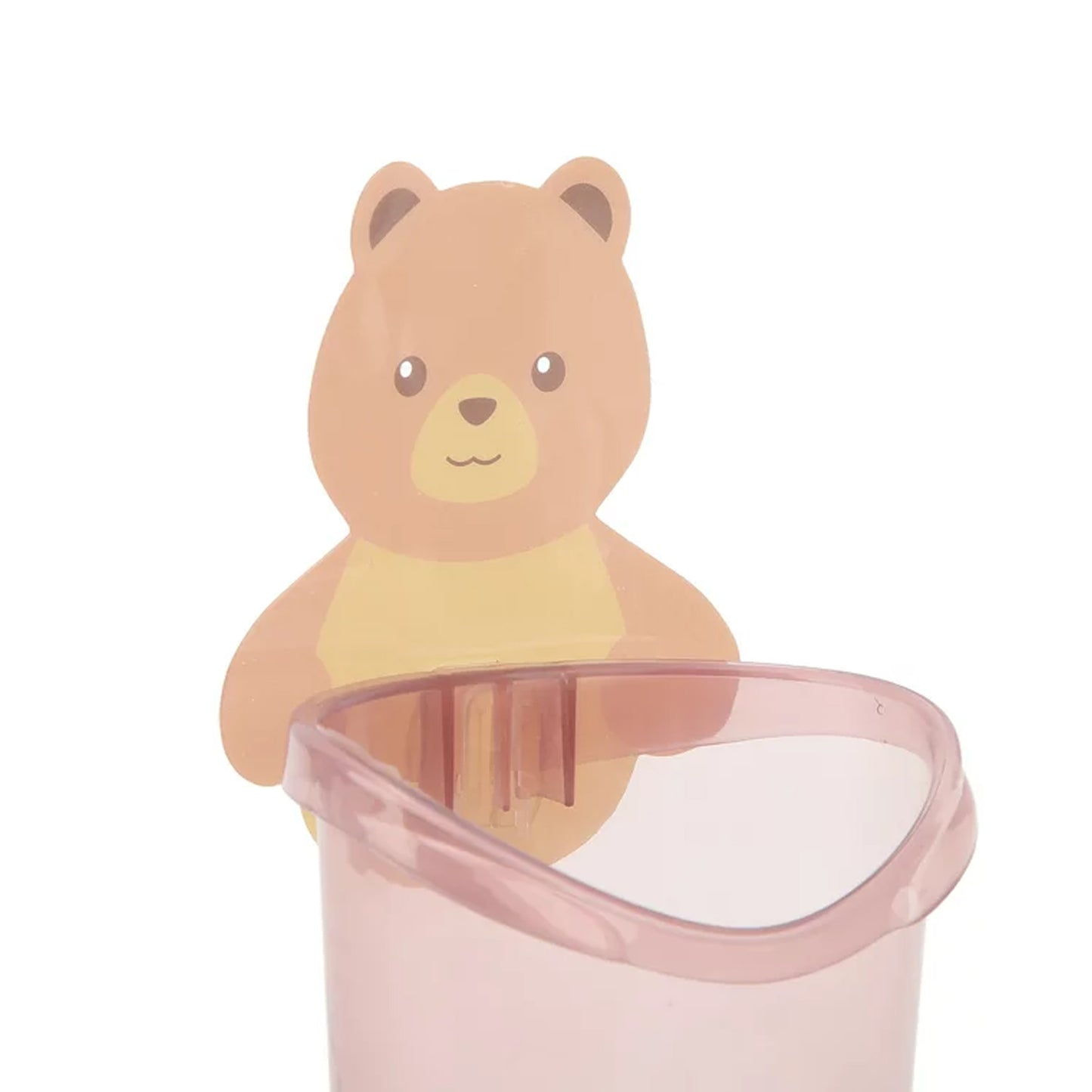 Multipurpose Wall Mount Toothbrush Holder Plastic Stand For Toothpaste Comb Brush Cream Lotion Kids Bathroom Cup Drain Waterproof Self-adhesive Teddy Bear - Happy Price - Image 3