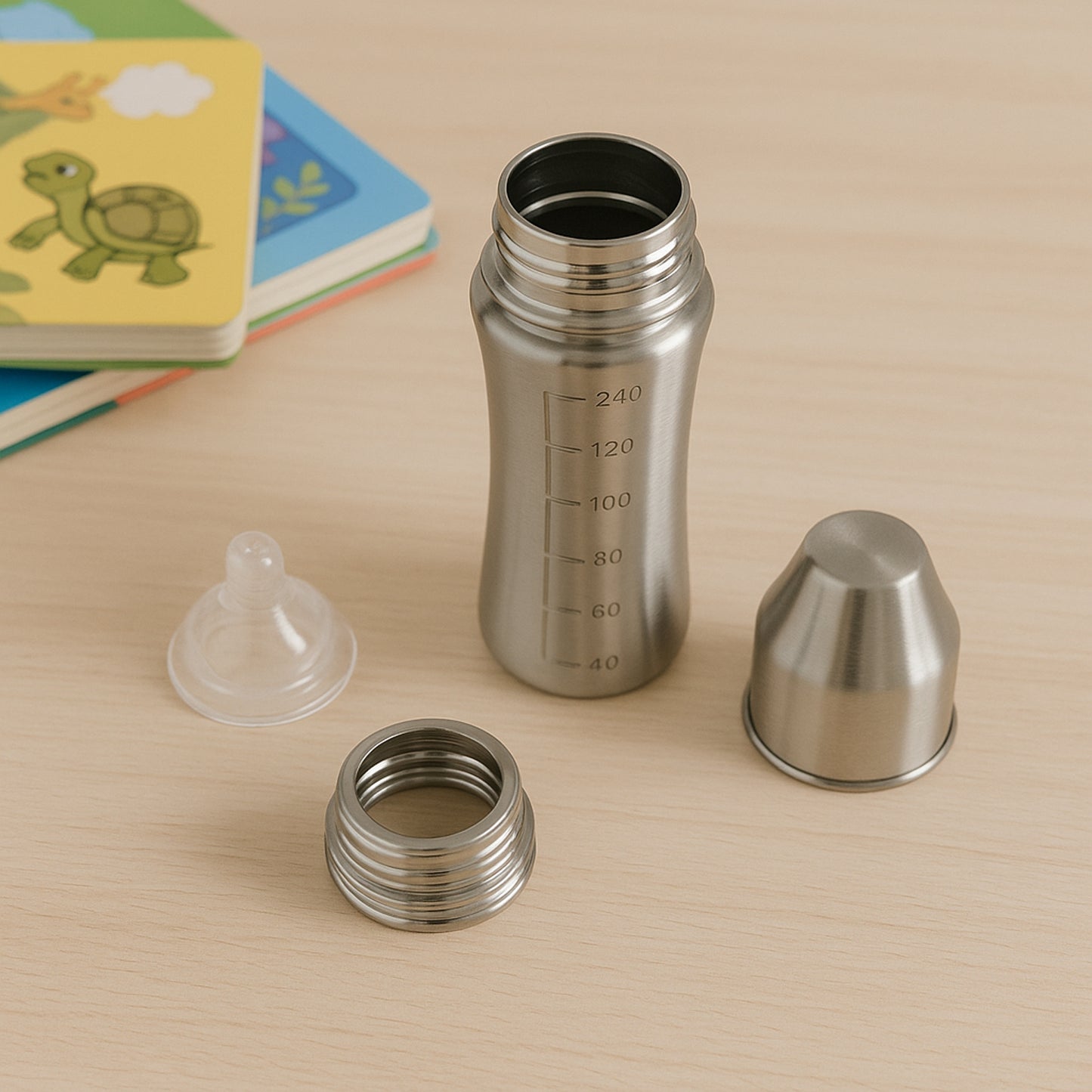 Ganesh Stainless Steel Baby Feeding Bottle Milk Bottle For New Born  Infants  Toddler Up To 3 Years Bfa Free (250 Ml Approx) - Happy Price - Image 8