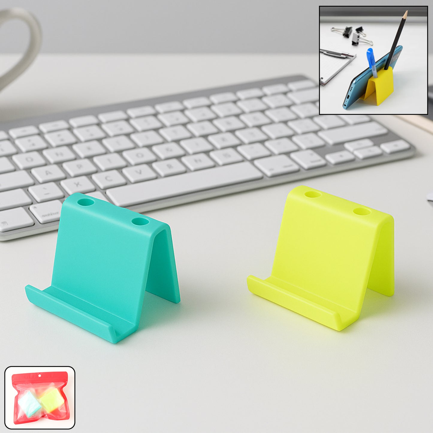 2 Pc Mobile Phone Stand & Pen Holder Set - Desk Organizer - Happy Price - Image 6