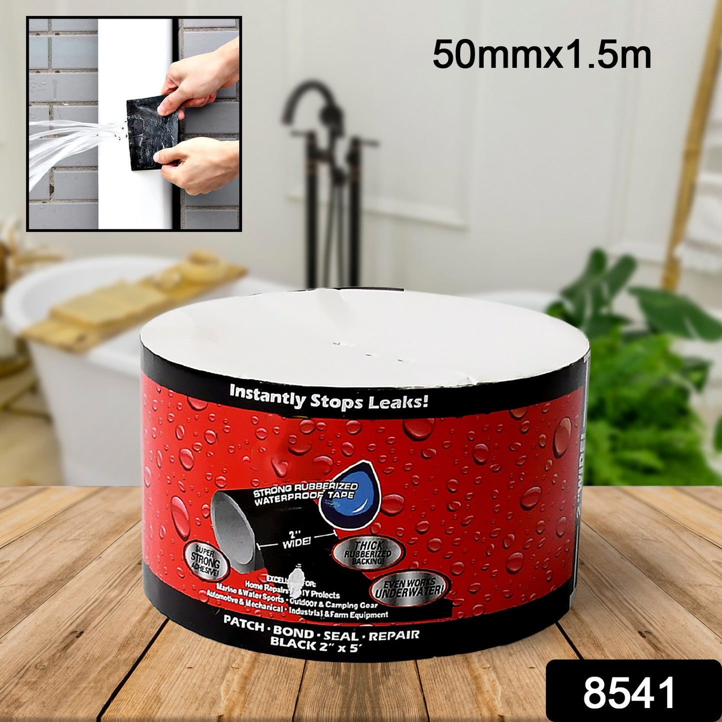 Leak Proof Tape Sealing Tape Stickers Water Leakage Stopper Block Quick Pipe Fix Pvc Waterproof Strong Adhesive Diy Home Garden Sticker Tapes (50mmx1.5m) - Happy Price - Image 4