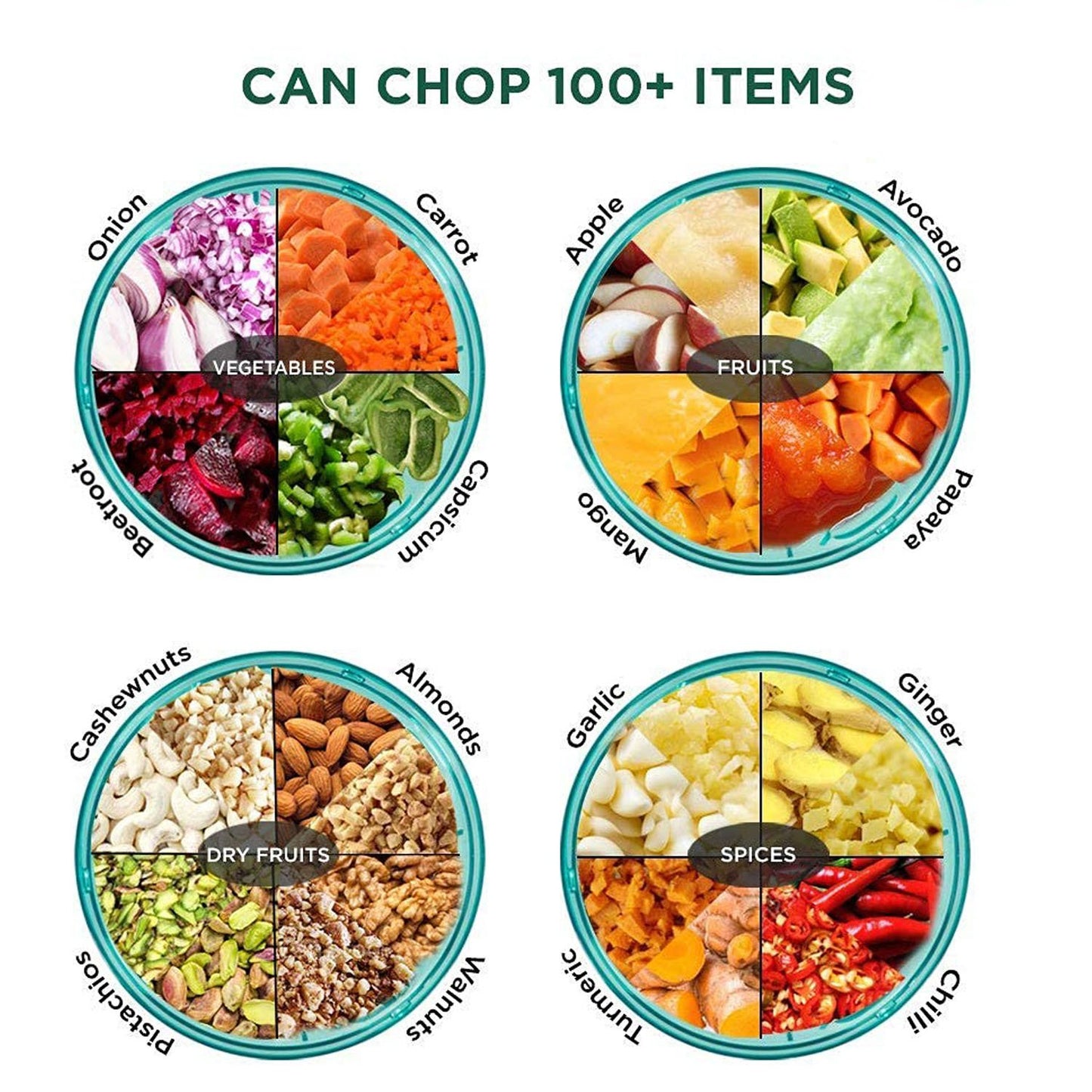 6 Blade 2in1 Manual Food Chopper Compact  Powerful Hand Held Vegetable Chopper (1000ml) - Happy Price - Image 5