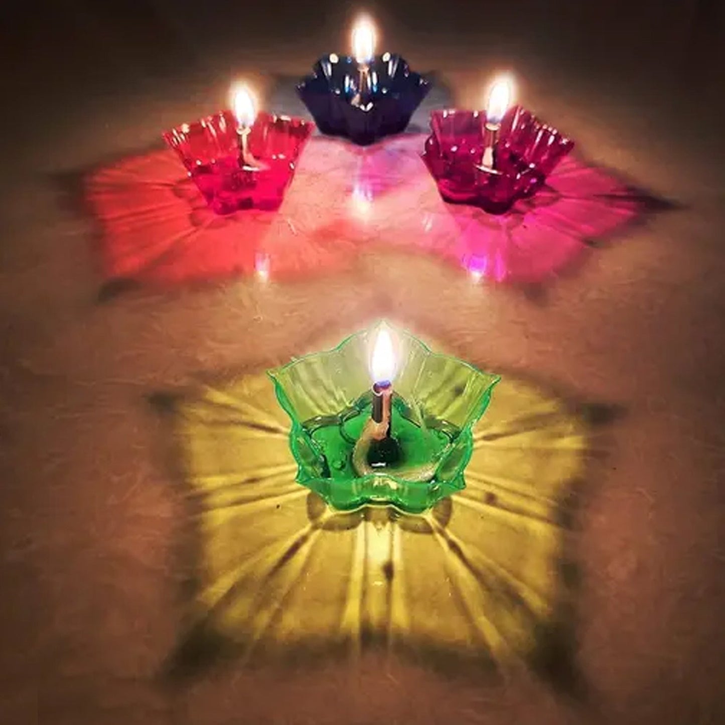 Colourful Reflection Diya Set - 12 Pcs Plastic Candle Holders - Happy Price - Image 4