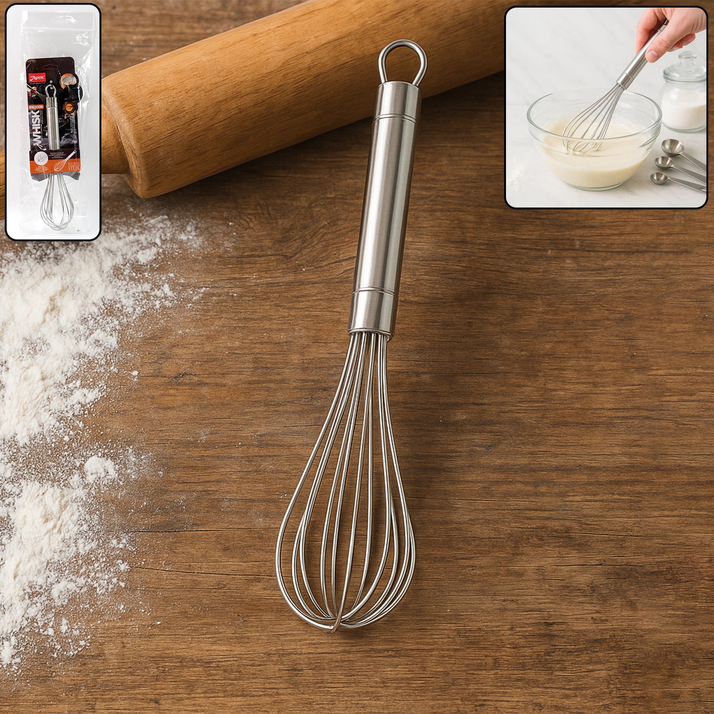 Apex Stainless Steel Small Hand Whisk for Baking & Cooking (1 Pc) - Happy Price - Image 7