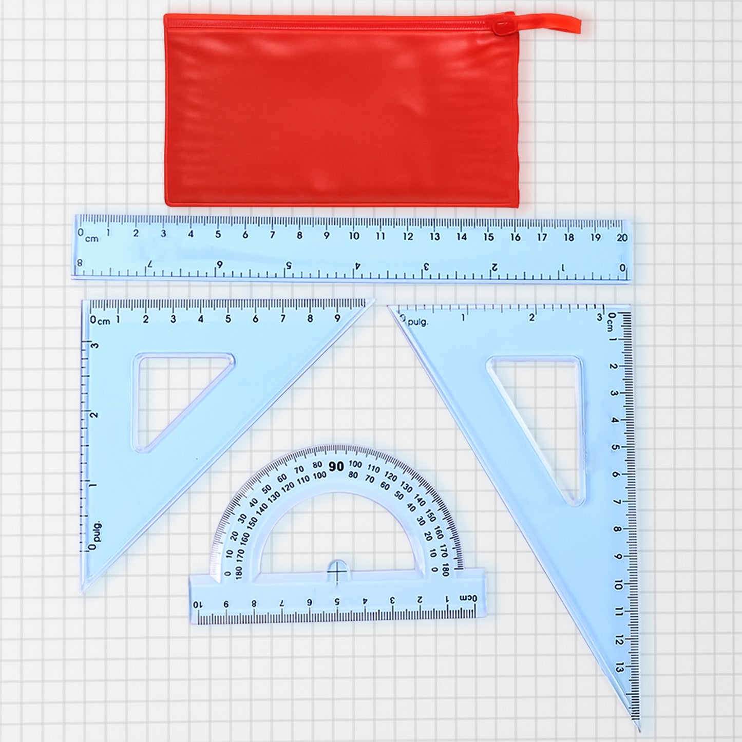 4-piece Transparent Geometry Instrument Set With Ruler - Happy Price - Image 6