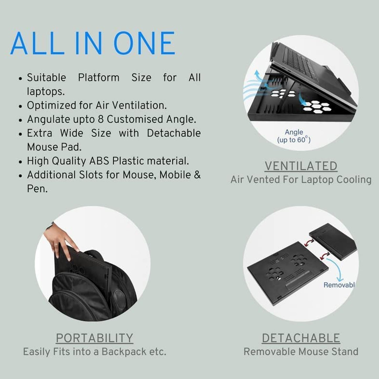 Laptop Stand Suitable Portable Foldable Compatible With Macbook Notebook Tablet Tray Desk Table Book With Free Phone Stand - Happy Price - Image 5