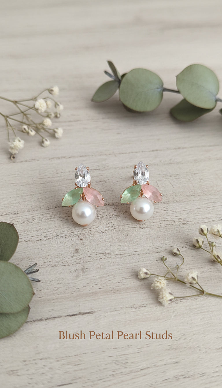 4-Pair Pastel Crystal & Pearl Drop Earrings Combo