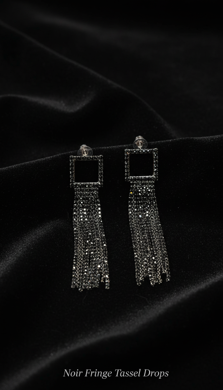 4-Pair Earring Combo – Tassel, Pearl Drop, Crystal Halo & Rhinestone Hoop Studs