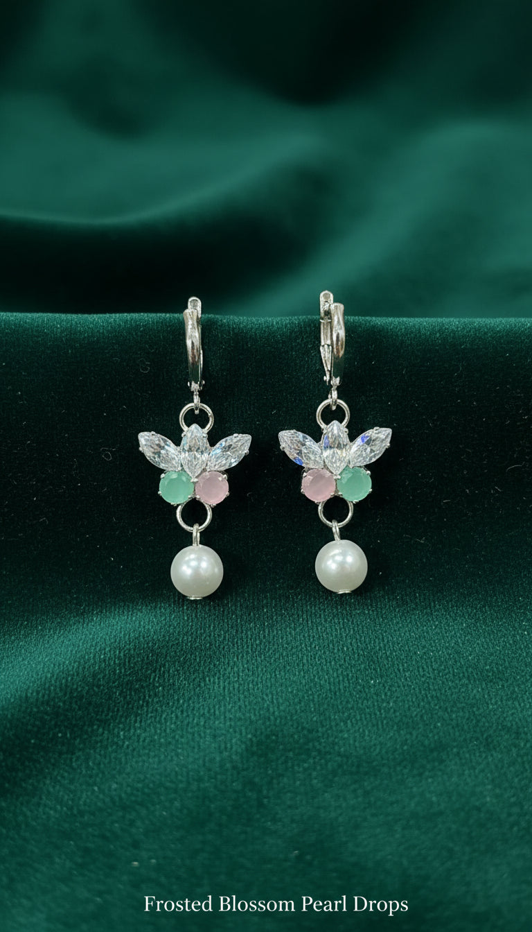 4-Pair Pastel Crystal & Pearl Drop Earrings Combo