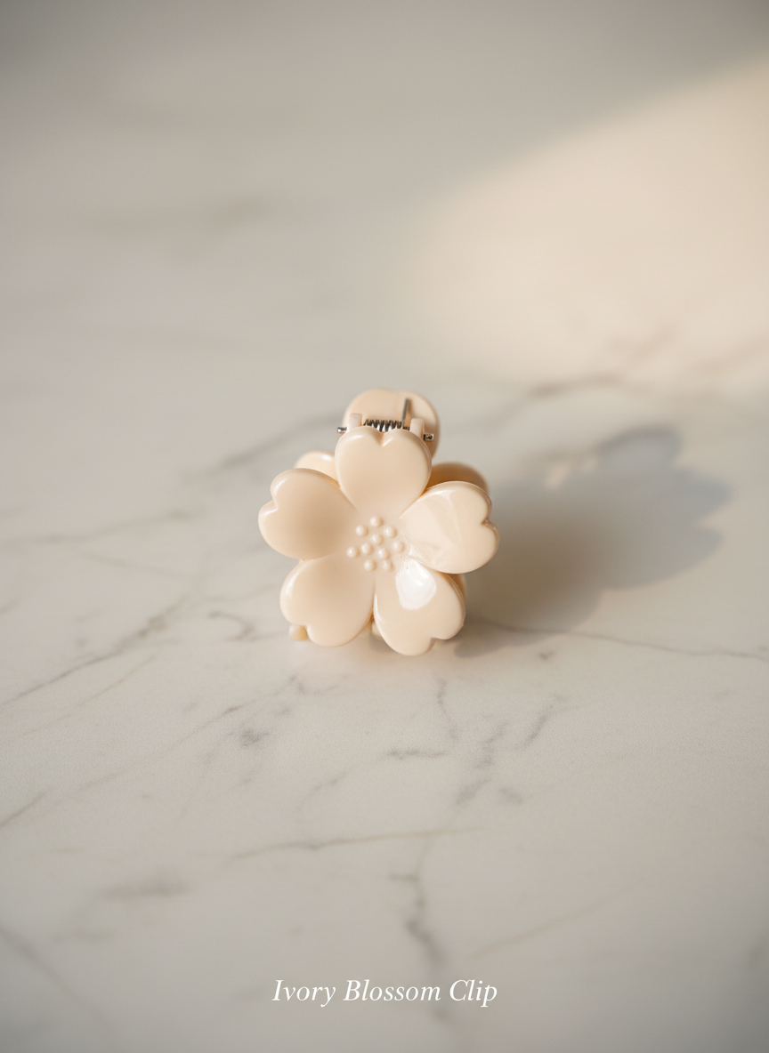 Flower Hair Clip & Stud Earrings Combo (5 Pcs) – 3 Hair Clips + 2 Earring Pairs