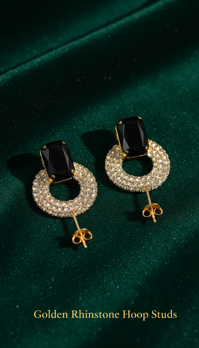 4-Pair Earring Combo – Tassel, Pearl Drop, Crystal Halo & Rhinestone Hoop Studs