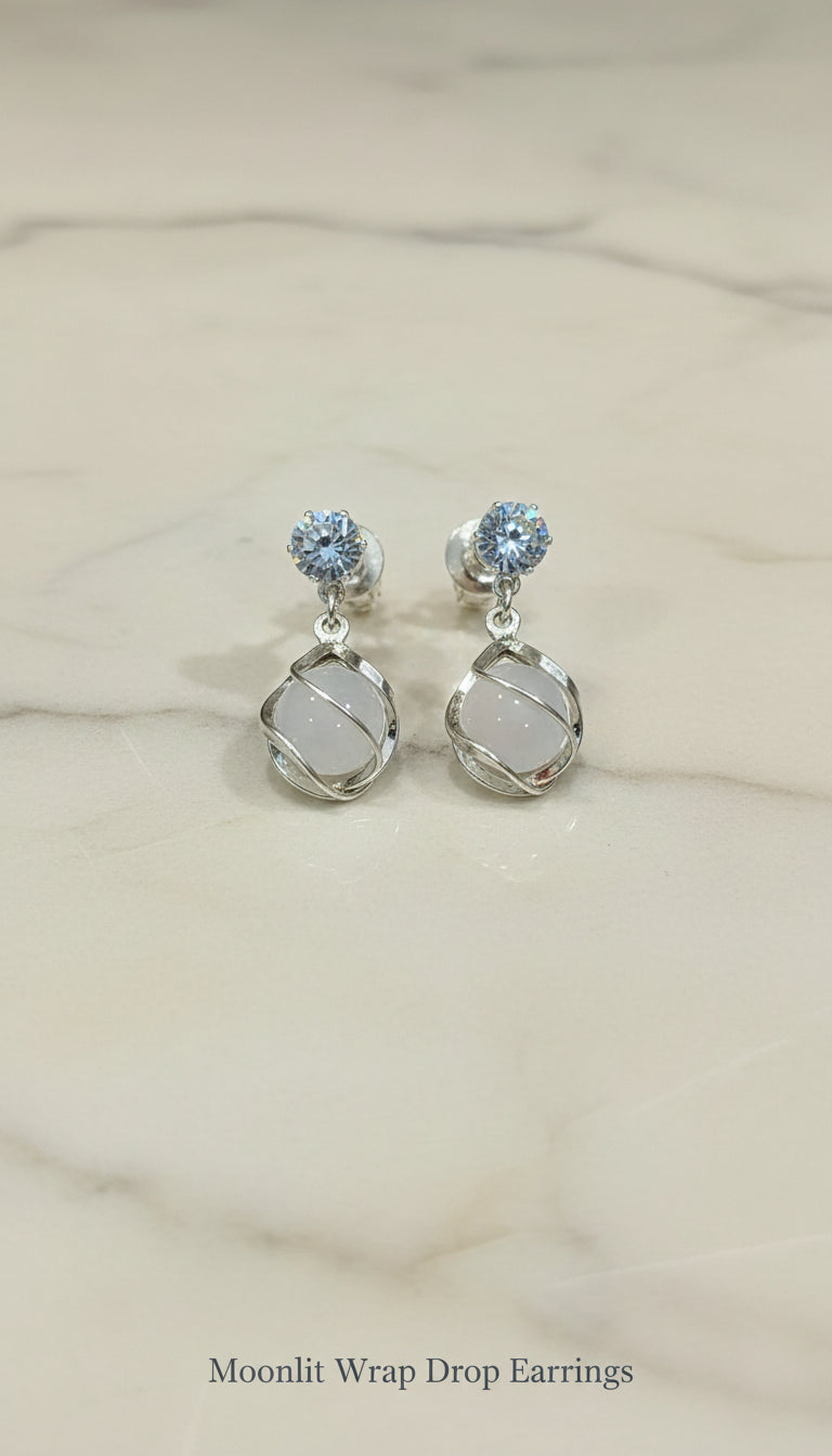 4-Pair Pastel Crystal & Pearl Drop Earrings Combo