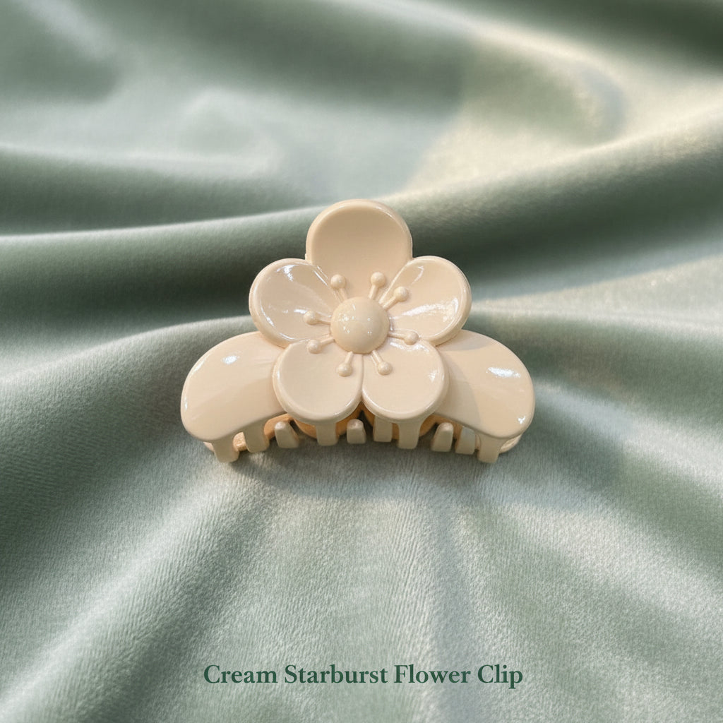 7-Piece Flower Hair Claw Clip Set – Daisy, Plumeria & Floral Designs