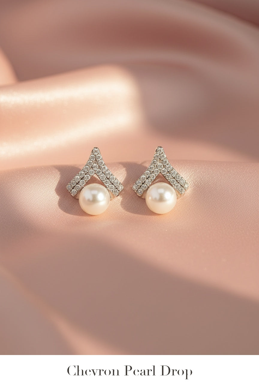 Crystal & Pearl Stud Earrings Combo - Set of 5 Designs