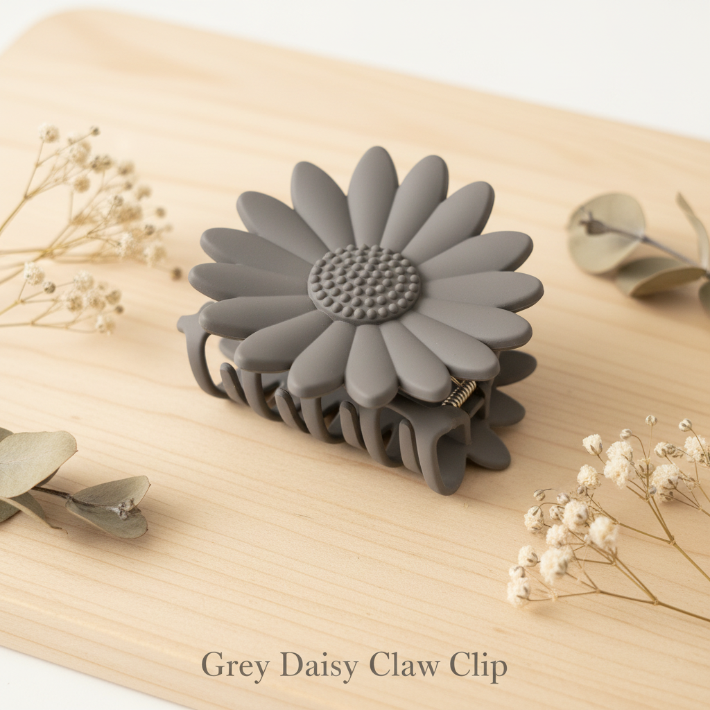 Matte Flower Claw Clips for Women – Set of 5 Daisy, Hibiscus & Plumeria Hair Clips | Strong-Grip Hair Accessories