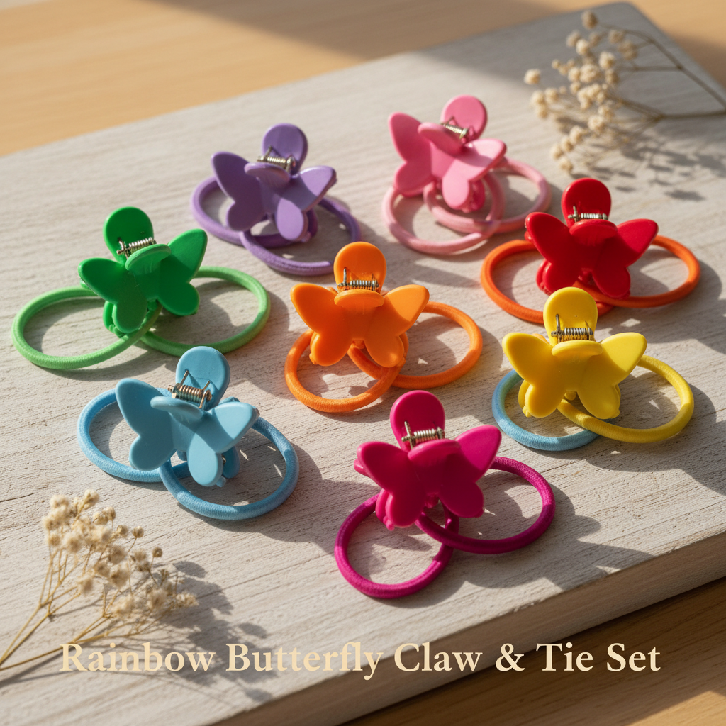 Cartoon Hair Accessories Gift Combo - 19 Pcs Clips & Ties for Girls