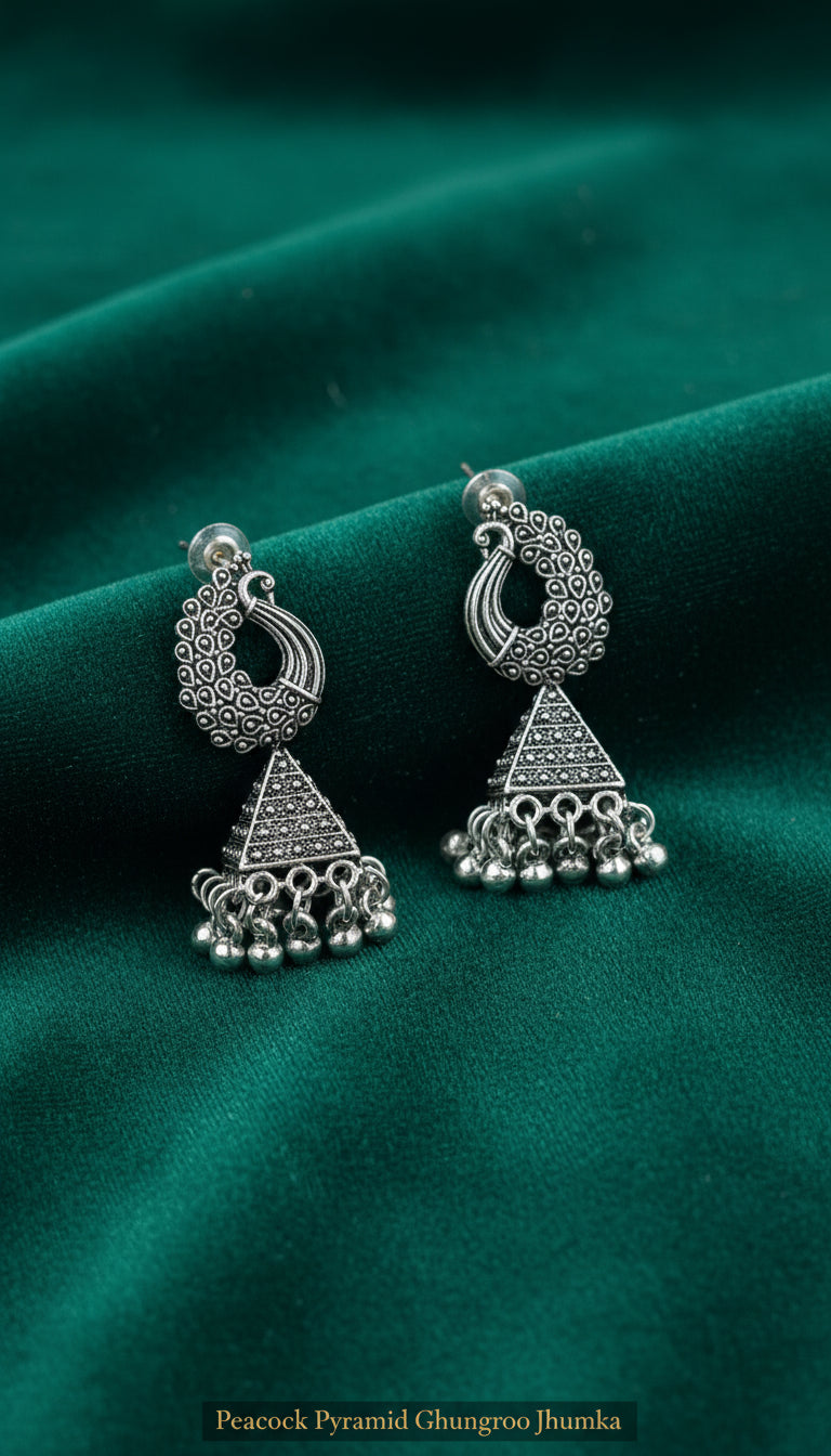 Oxidized Silver Jhumka Earrings Combo – Set of 6 Traditional Ethnic Danglers