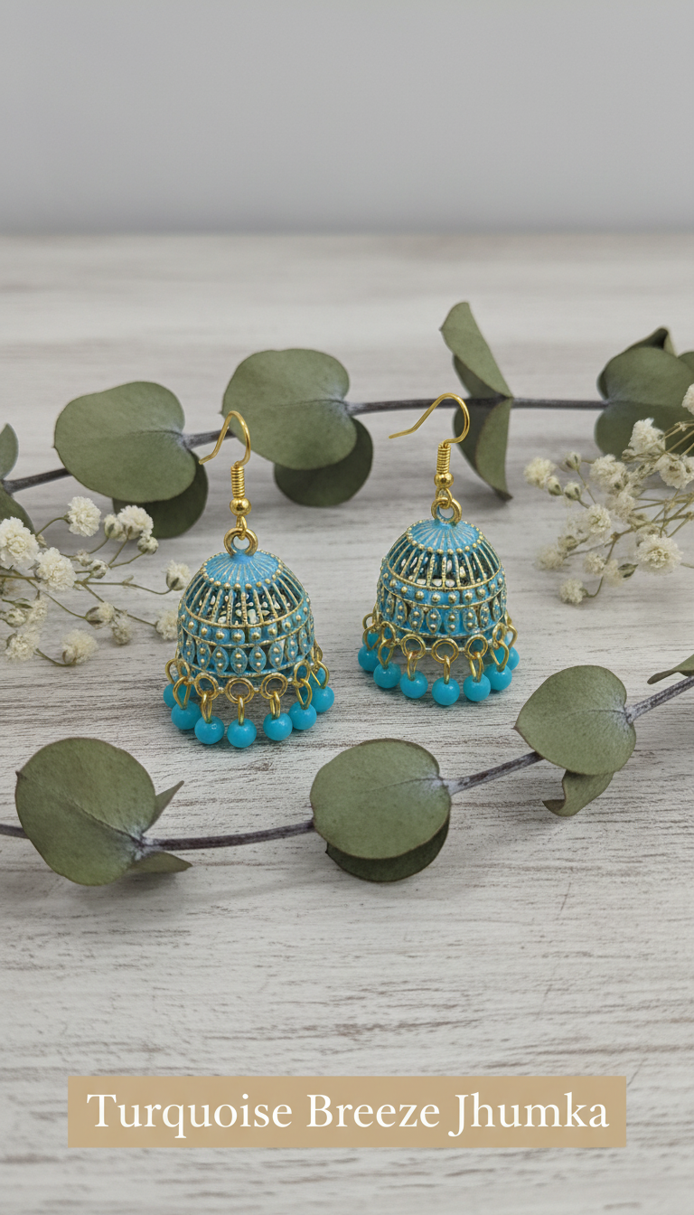 6-Pair Mini Jhumka Earrings Combo | Multicolor Gold-Tone Dome Drops