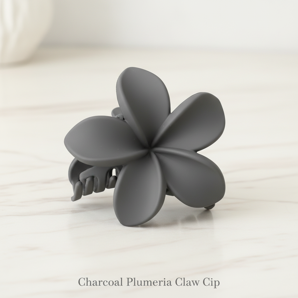 Matte Flower Claw Clips for Women – Set of 5 Daisy, Hibiscus & Plumeria Hair Clips | Strong-Grip Hair Accessories