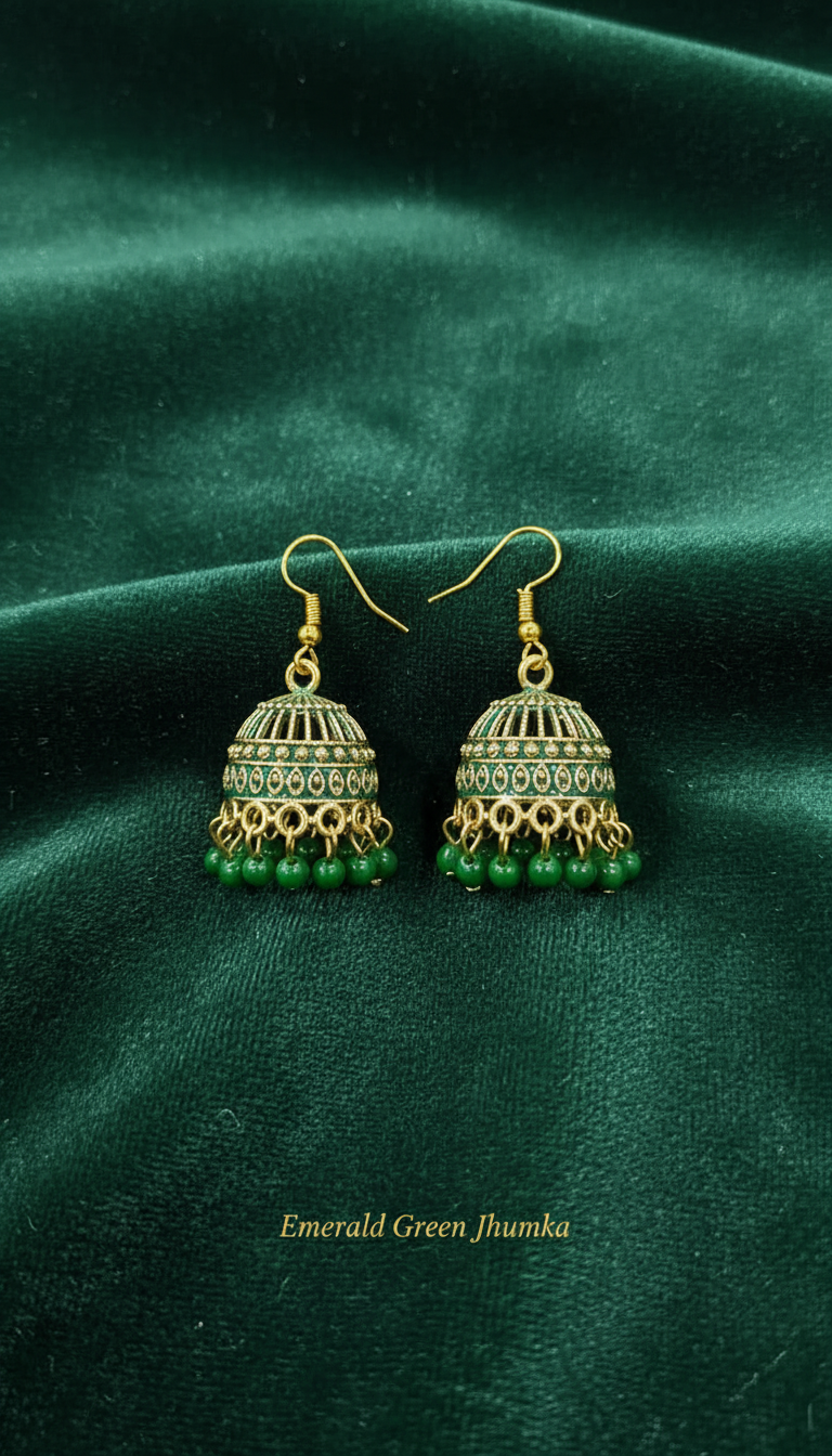 6-Pair Mini Jhumka Earrings Combo | Multicolor Gold-Tone Dome Drops