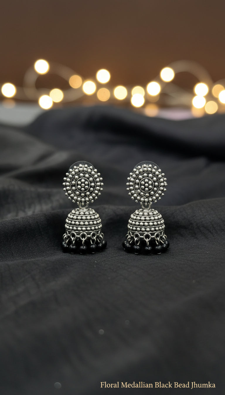 Oxidized Silver Jhumka Earrings Combo – Set of 6 Traditional Ethnic Danglers