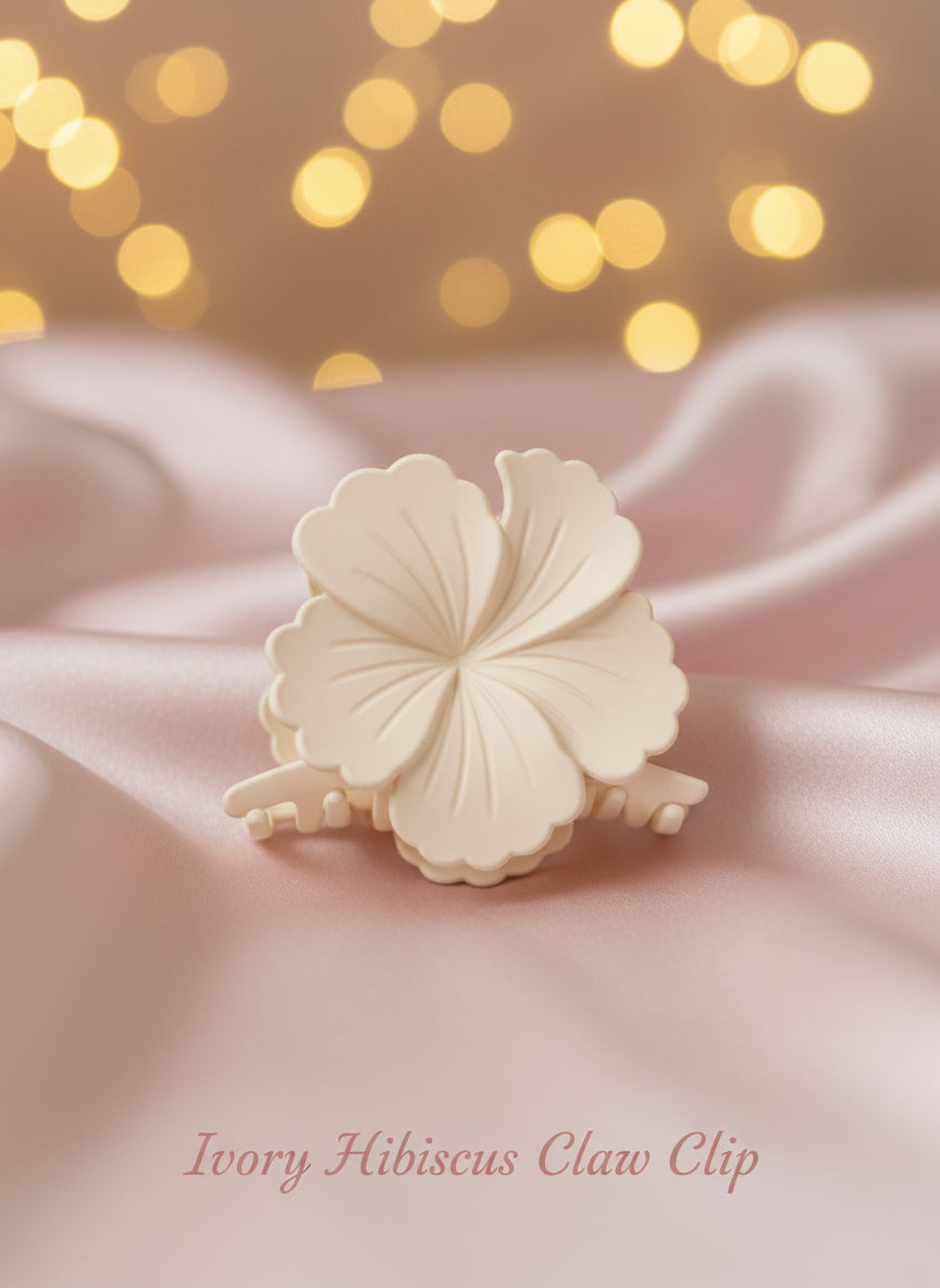 Floral Matte Claw Clip Set of 4 | Sage, Black, Ivory & Grey Flower Hair Clips