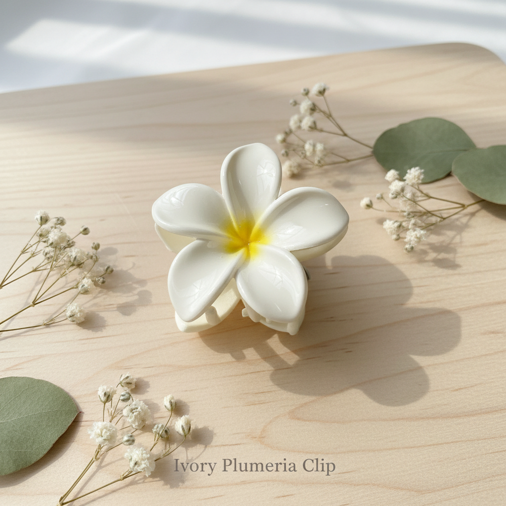 7-Piece Flower Hair Claw Clip Set – Daisy, Plumeria & Petal Mini Clutcher Clips