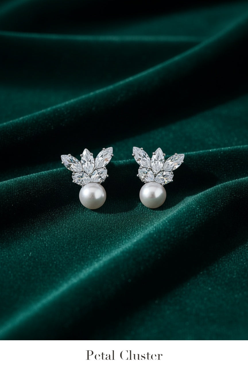 Crystal & Pearl Stud Earrings Combo - Set of 5 Designs