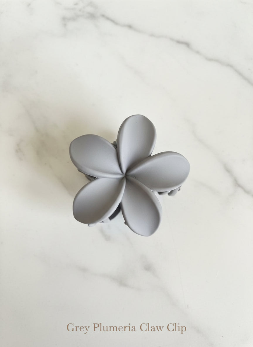Floral Matte Claw Clip Set of 4 | Sage, Black, Ivory & Grey Flower Hair Clips