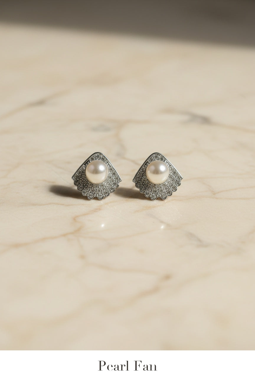 Crystal & Pearl Stud Earrings Combo - Set of 5 Designs
