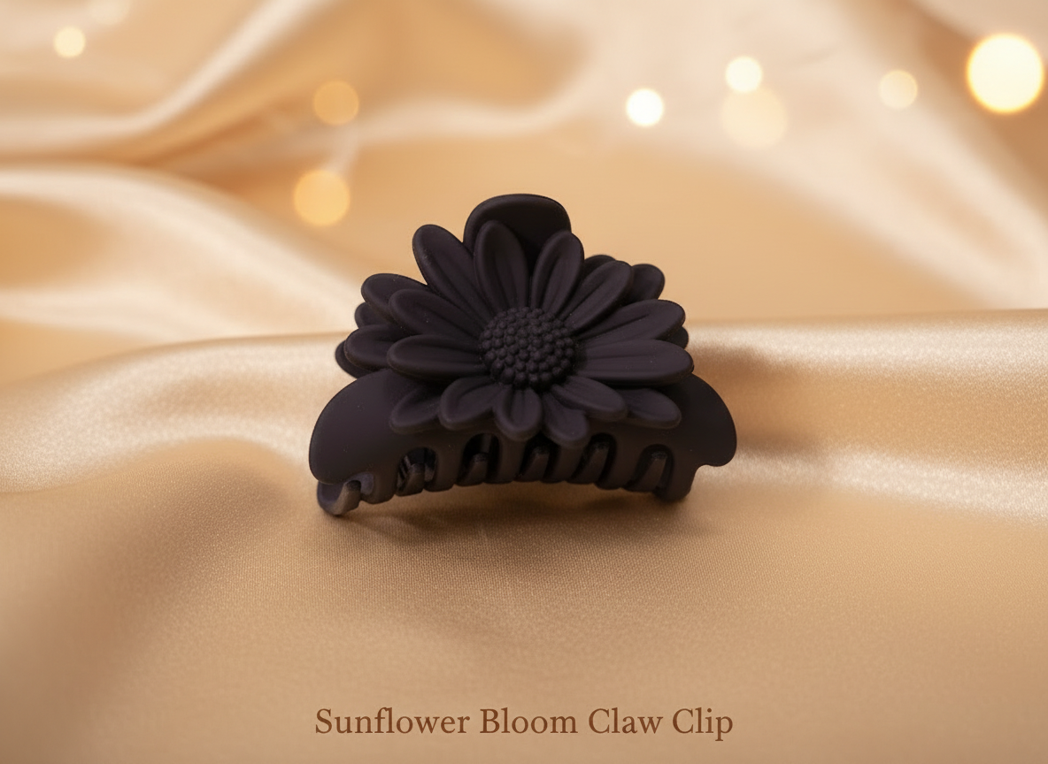 Floral Claw Clips + Oxidized Jhumka Earrings Combo (6-Piece Set)