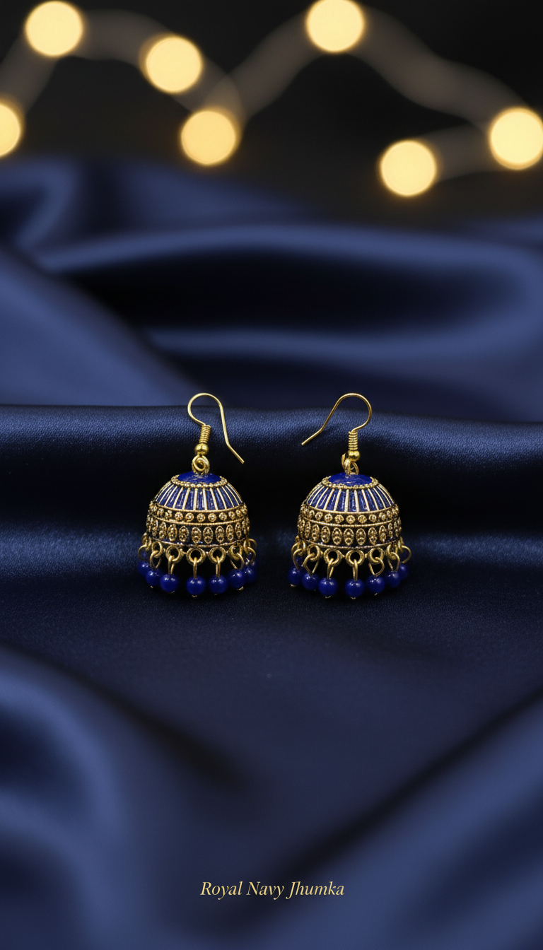 6-Pair Mini Jhumka Earrings Combo | Multicolor Gold-Tone Dome Drops