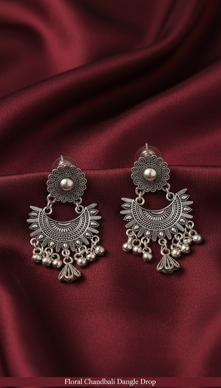 Oxidized Silver Jhumka Earrings Combo – Set of 6 Traditional Ethnic Danglers