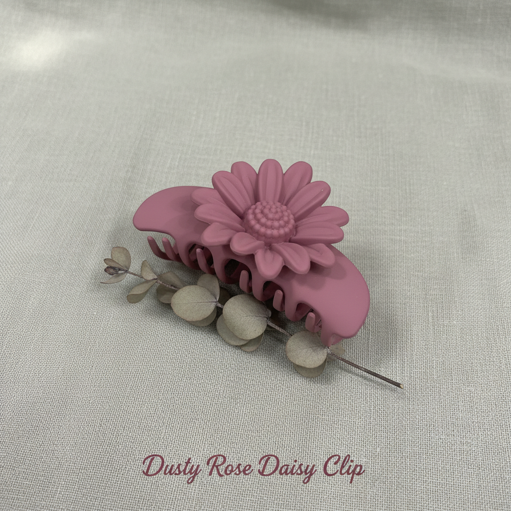 7-Piece Flower Hair Claw Clip Set – Daisy, Plumeria & Petal Mini Clutcher Clips