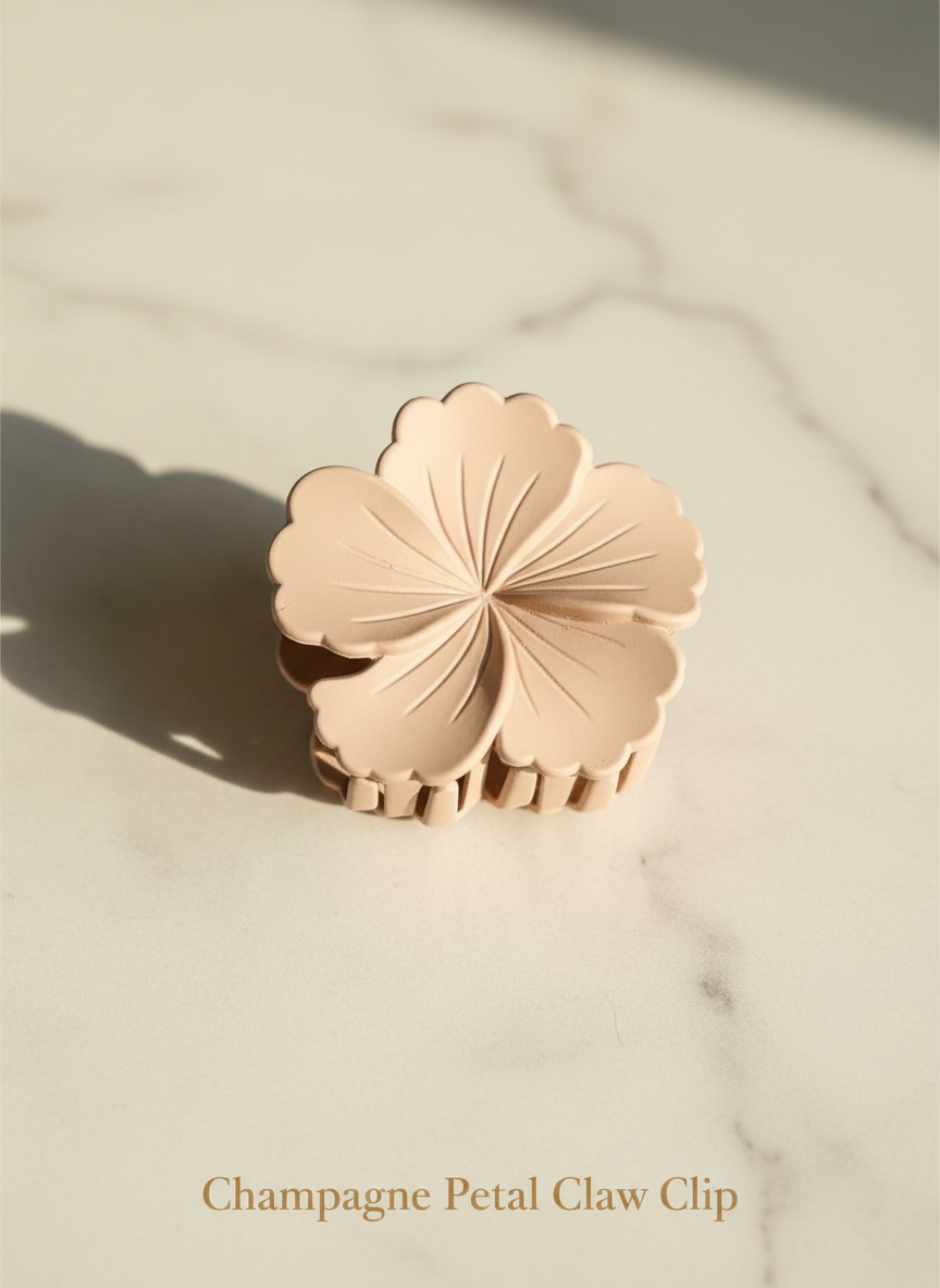 Flower Bloom Hair Claw Clips – Set of 4 (Black, Nude & Pearl White)