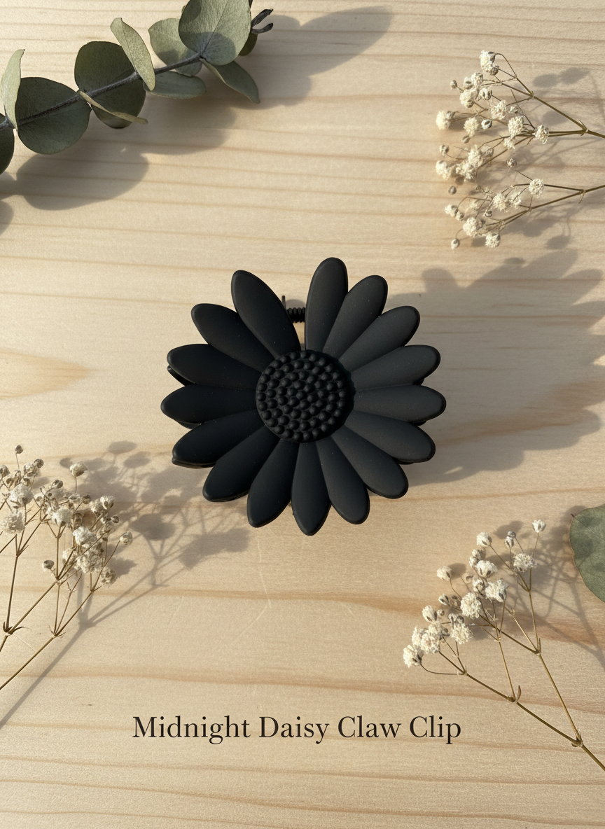 Flower Bloom Hair Claw Clips – Set of 4 (Black, Nude & Pearl White)