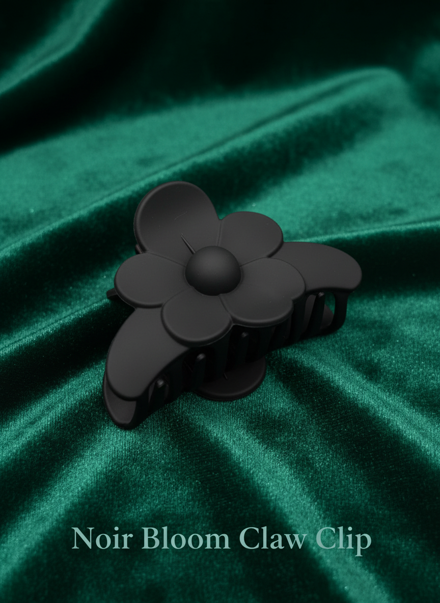 Flower Bloom Hair Claw Clips – Set of 4 (Black, Nude & Pearl White)