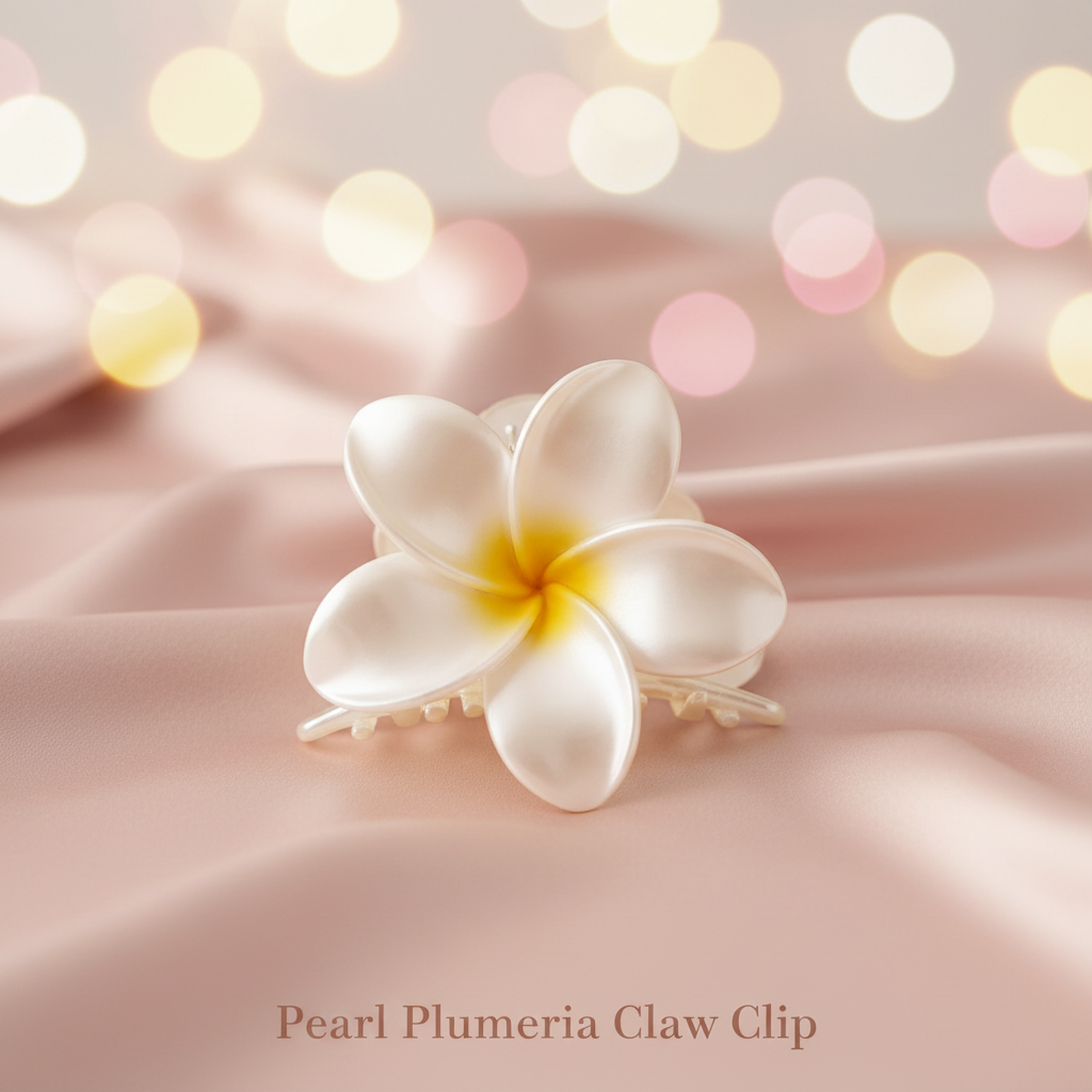 Flower Bloom Hair Claw Clips – Set of 4 (Black, Nude & Pearl White)