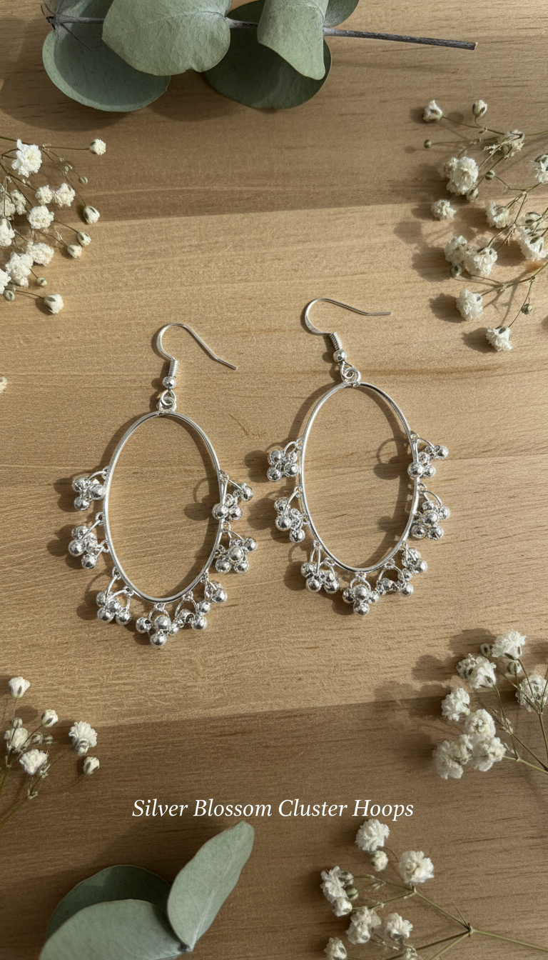 Silver Blossom & Golden Sparkle Hoop Earrings Combo (Set of 2 Pairs)