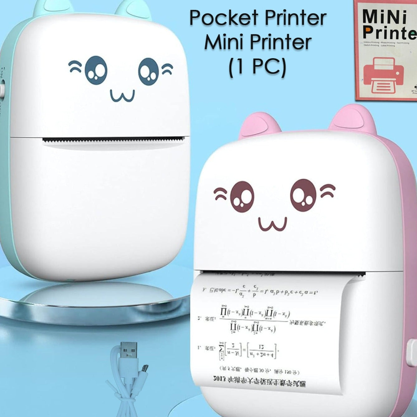 Pocket Mini Printer Mobile Phone Bluetooth Connection Wireless Mini Thermal Printer With Android Or Ios App For Pictures Portable Smart Printercontains 1 Rolls Thermal Paper With Fast Paper Output For Photo Image - Happy Price - Image 1