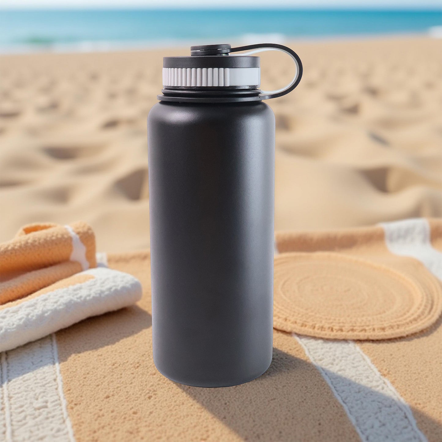 Black Stainless Steel Double Wall Vacuum-insulated Drink Water Bottle (1000 Ml) - Happy Price - Image 3